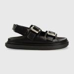 HARPER BLACK LEATHER SANDAL ALOHAS