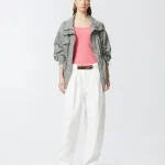 RIBBED VEST TOP WITH BIRDS LOGO PINKO