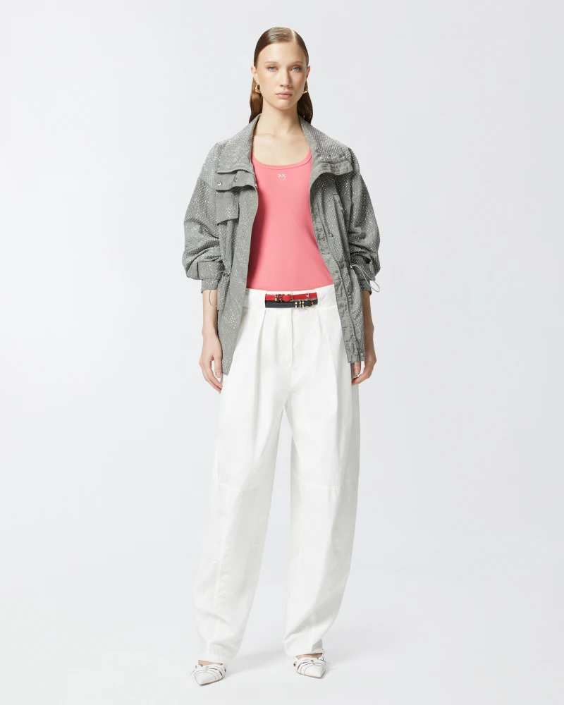 100807A2C1-N55-AA02 RIBBED VEST TOP WITH BIRDS LOGO PINKO - Image 1