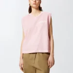 CACAO CANOTTA T-SHIRT WITH LOGO PINKO