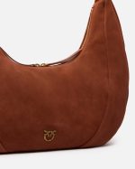 SUEDE SLOUCHY HOBO SHOULDER BAG WITH LEATHER HANDLE PINKO - Image 3