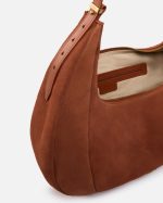 SUEDE SLOUCHY HOBO SHOULDER BAG WITH LEATHER HANDLE PINKO - Image 4