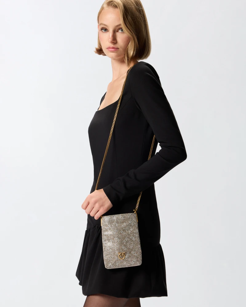 105358A20D-ZZLQ-AA01 FULLY RHINESTONED LEATHER PHONE CASE PINKO - Image 1