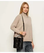 LEATHER CARGO BUCKET BAG PINKO - Image 5