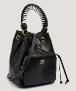 LEATHER CARGO BUCKET BAG PINKO - Image 2