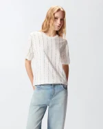 T-SHIRT WITH JEWEL STRIPES PINKO