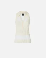 KNITTED SLEEVELESS POLO SHIRT WITH RIB KNIT PINKO - Image 5