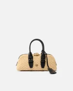 BOWLING ESCAPE RAFIA BAG HORIZONTAL PINKO