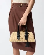 BOWLING ESCAPE RAFIA BAG HORIZONTAL PINKO - Image 4