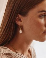 SWIVEL EARRINGS PEARL L GOLD EDBLAD - Image 2