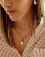 SWIVEL NECKLACE PEARL L GOLD EDBLAD - Image 3