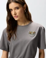 STREPITOSO T-SHIRT WITH LOGO LOVE BIRDS PINKO - Image 2