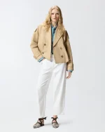 TRISCIA TRENCH SHORT DOUBLE-BREASTED COAT PINKO - Image 3