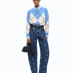 JEAN ELOISE EGG WITH ALL-OVER LOVE BIRDS LOGO PINKO