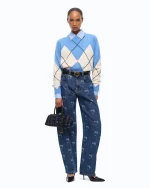 JEAN ELOISE EGG WITH ALL-OVER LOVE BIRDS LOGO PINKO