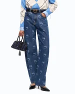 JEAN ELOISE EGG WITH ALL-OVER LOVE BIRDS LOGO PINKO - Image 2