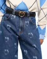 JEAN ELOISE EGG WITH ALL-OVER LOVE BIRDS LOGO PINKO - Image 4