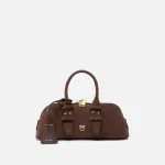 SMALL ESCAPE BOWLING SUEDE HORIZONTAL BAG PINKO