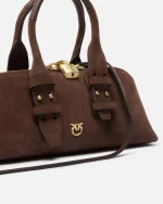 SMALL ESCAPE BOWLING SUEDE HORIZONTAL BAG PINKO - Image 4