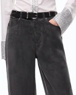 PALAZZO PORTA TROUSERS IN PEACHSKIN-FEEL TWILL PINKO - Image 2