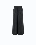 PALAZZO PORTA TROUSERS IN PEACHSKIN-FEEL TWILL PINKO - Image 5