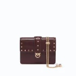 LEATHER CARD HOLDER LOVE POCKET STUDS PINKO