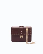 LEATHER CARD HOLDER LOVE POCKET STUDS PINKO