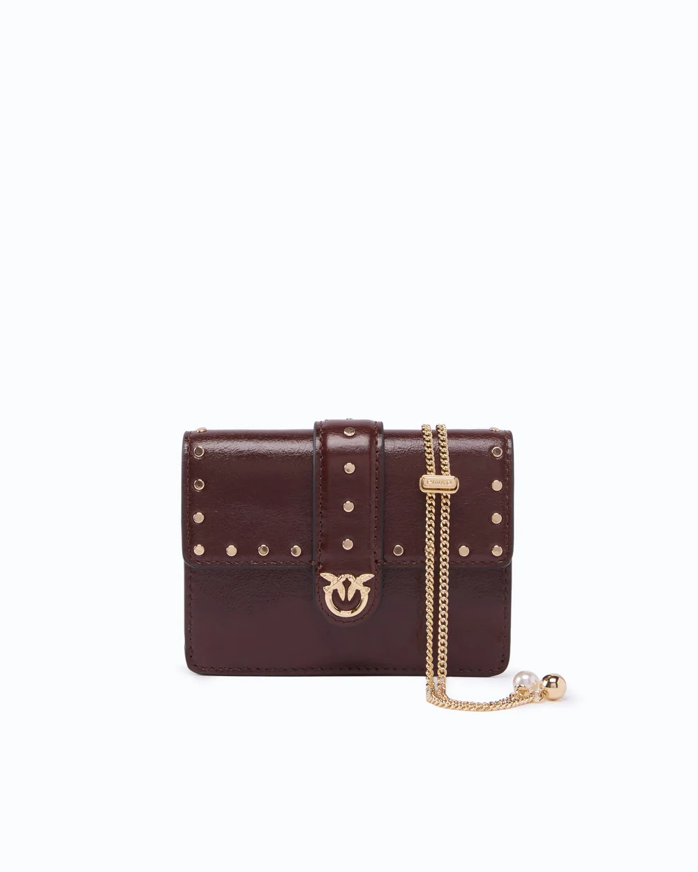 107637A3LPW34Y00001_1 LEATHER CARD HOLDER LOVE POCKET STUDS PINKO - Image 1