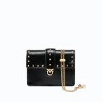 LEATHER CARD HOLDER LOVE POCKET STUDS PINKO
