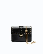 LEATHER CARD HOLDER LOVE POCKET STUDS PINKO