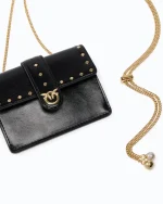 LEATHER CARD HOLDER LOVE POCKET STUDS PINKO - Image 3