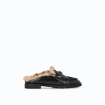 NORA LEATHER LOAFERS MULES WITH A FAUX-FUR LINING PINKO