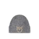WOOLEN BEANIE WITH A LOVE BIRDS LOGO EMBELLISHED WITH STONES PINKO