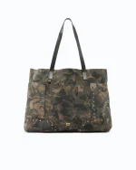 SUEDE SHOPPER BAG WITH STUDS PINKO